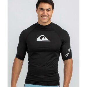 Quiksilver Men’s All Time Short Sleeve Black Rash Vest Size Small